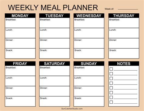 Weekly Menu Template Pdf