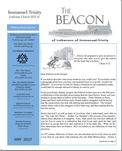 Weekly Newsletter Trinity Lutheran Church