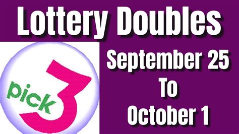 Weekly Pick 3 Lottery Doubles Numbers StrategyOctober 23 to October 29