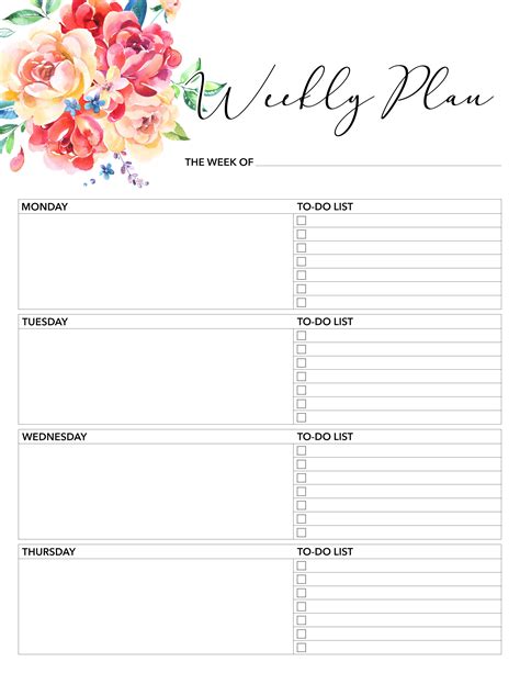Weekly Planner Free, 2018 Planner, Weekly Planner Template, Daily