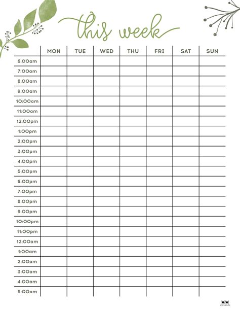 Weekly Planner Hourly Printable