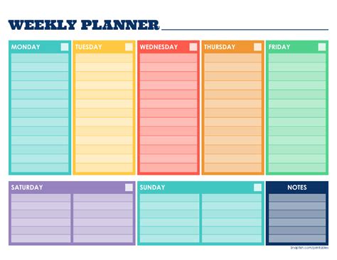 Weekly Planner Template Multicolor Download Printable PDF