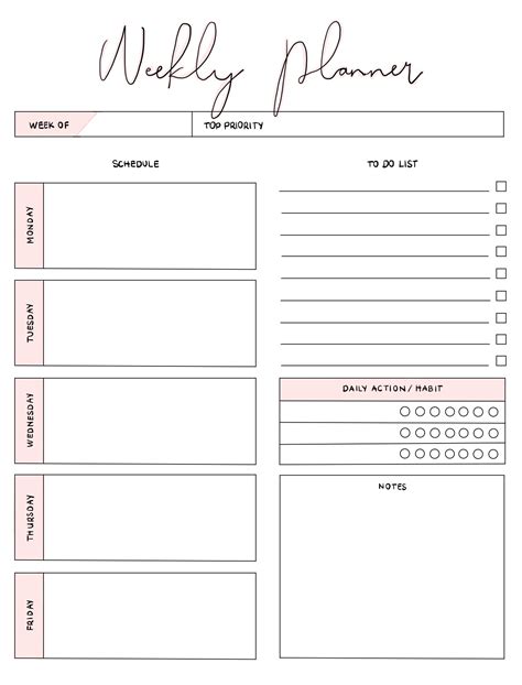 Weekly Planner Template Notability