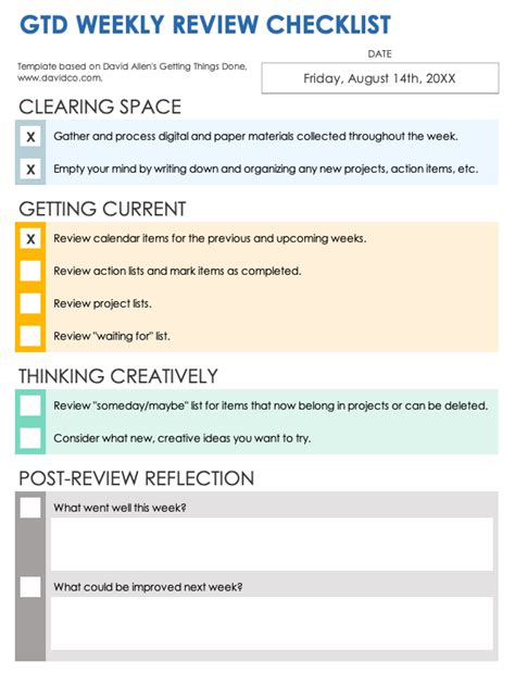 Weekly Review Checklist