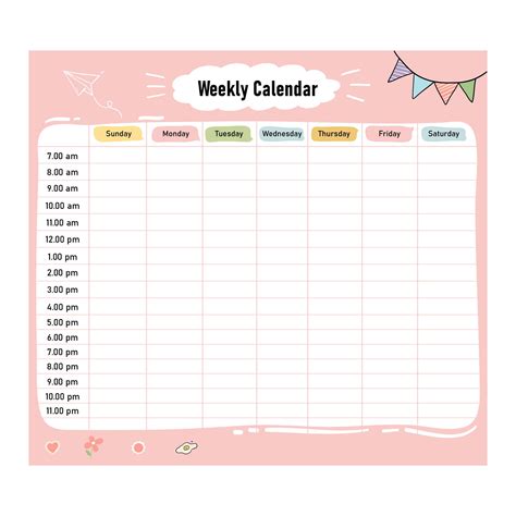 Weekly Schedule Template With Time Slots