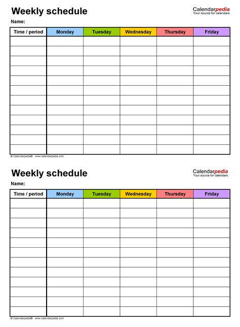 Weekly Schedule Templates 16+ Free MS Excel, Word & PDF Formats