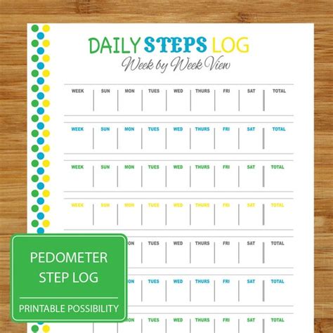 Weekly Steps Tracker Pedometer Step Tracker Steps Log for Pedometer