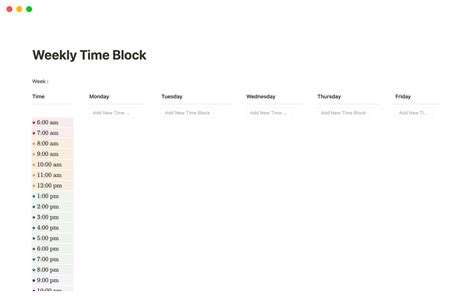 Weekly Time Block Notion Template