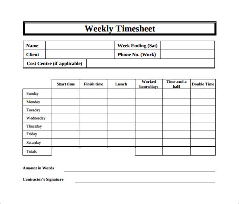 Weekly Time Sheet Template SampleTemplatess SampleTemplatess