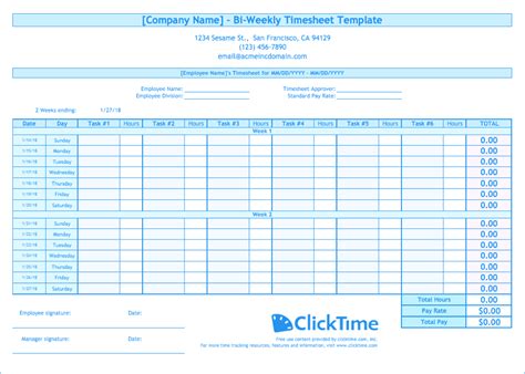 Weekly Timesheet Template Free Excel Timesheets ClickTime