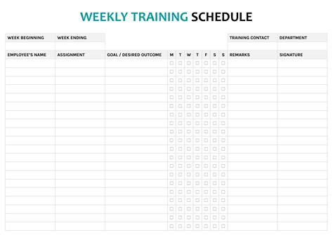 Weekly Training Schedule How to create a Weekly Training Schedule