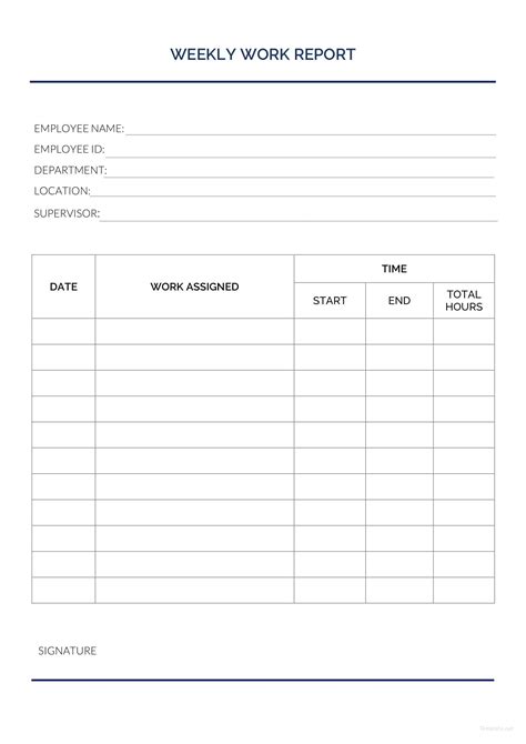 Weekly Work Report Template in Microsoft Word, PDF