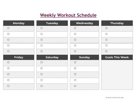Weekly Workout Schedule 10 Free PDF Printables Printablee