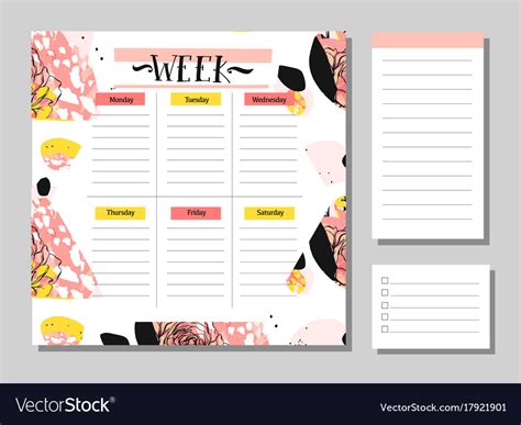 Weekly planner template organizer and schedule Vector Image