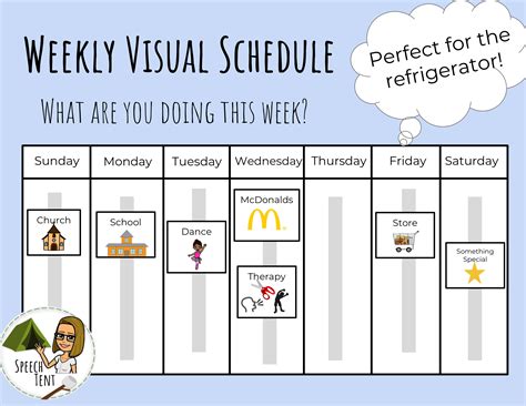 Weekly visual schedule for home Visual schedule, Schedule template