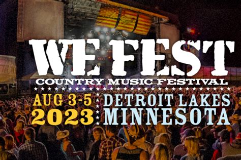Wefest 2023. The summer of 2023 marks the 40th anniversary of WE Fest at Soo Pass Ranch. Latest News. FOLLOW US FOR INSTANT UPDATES! FOLLOW US FOR INSTANT UPDATES! Contact KDLM; Contact KRCQ; Contact Lakes 99.5; Contact Wave; 1340 Richwood Rd, Detroit Lakes MN 56501; Phone: 218.847.5624; EOO; KRCQ-FM Public … 