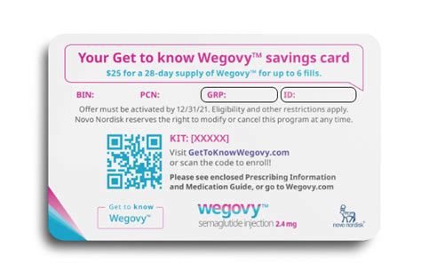 Wegovy patient savings card. Wegovy ® (semaglutide) injection 2.4 mg In addition to diet and exercise, to reduce risk of MACE (cardiovascular death, non-fatal myocardial infarction, or non-fatal stroke) in adults with established CVD and either overweight or obesity, and for chronic weight management in patients with obesity ≥ 12 years and adults with overweight with at least one weight-related comorbidity. 