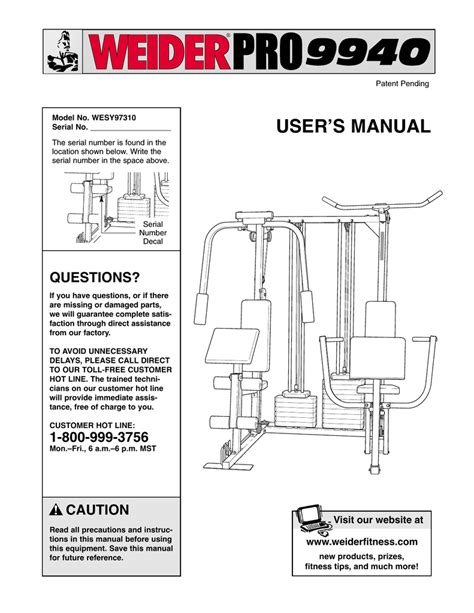 Weider pro 9940 home gym manual. - Study guide for pge utility worker test.