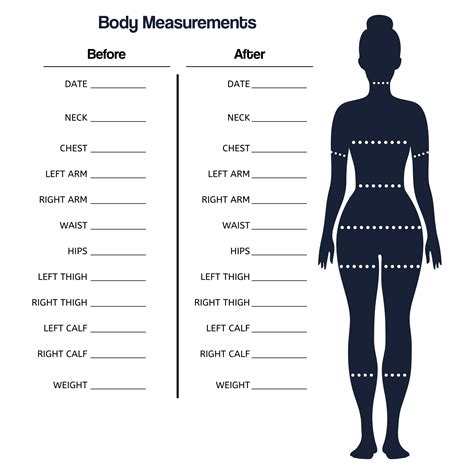 Weight loss measurements. Weight Loss & Body Tracker Templates. Start tracking your weight today! Take daily measurements of body fat and clothing size and write down calculations for major parts of your body, including neck, chest, arms, wrists waist, hips, thighs, calves and ankles. By following the correct diet and performing regular sports loads, you are guaranteed ... 