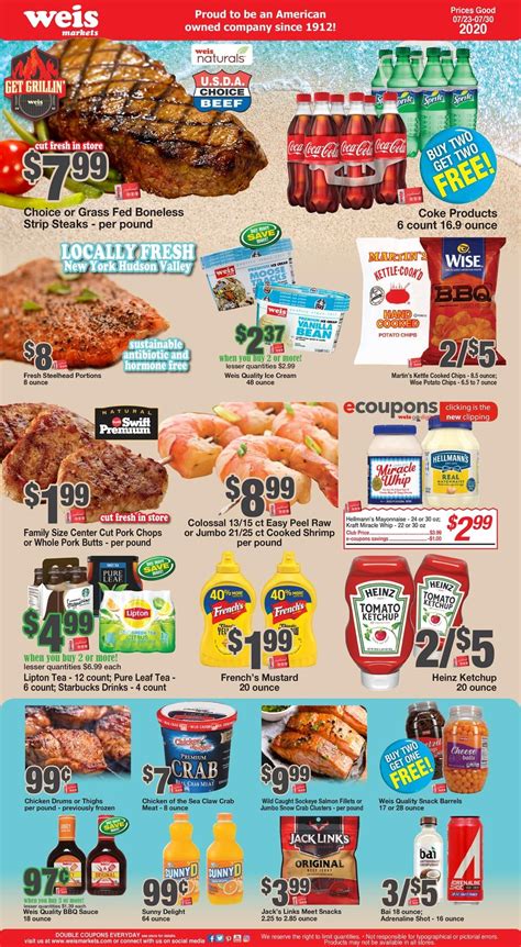 Weis circular this week. Valid 03/24 - 03/31/2022 Pennsylvania, Maryland, New York, New Jersey, West Virginia, Virginia, and Delaware combined possess over 198 Weis stores. Rated as one of the most dominant grocery outlets in the United States, Weis provides its users with numerous flyers and sales ads containing exclusive deals. Weis has always been known for its quest to propagate healthy living in the best way ... 