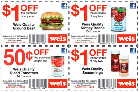 Save $1.00 on (1) Weis Quality Frozen Pasta (19 - 24 ounce) Valid: February 29 – April 3, 2024. Clip Coupon. Save $1.00 on (1) Weis Quality Frozen Pasta (19 - 24 ounce) This eCoupon can be redeemed once per transaction.