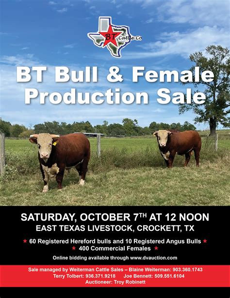 Online bidding available through www.dvauction.com. Weiterman Cattle Sales · Original audio They're open and ready for bulls! They sell Saturday in Crockett Tx at 12 noon.
