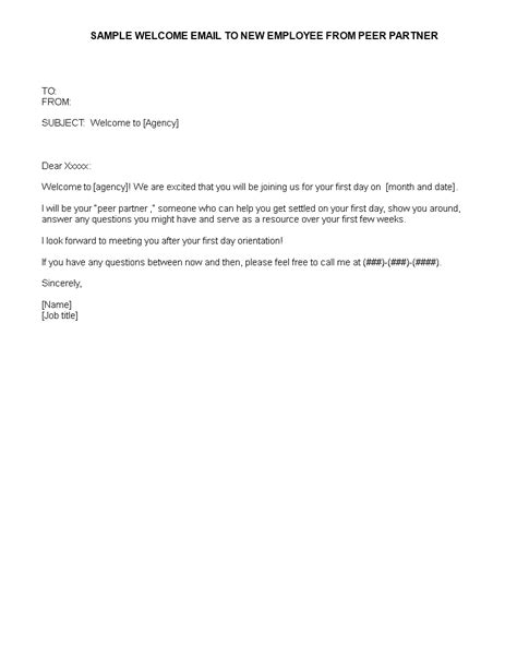 Welcome New Employee Email Template