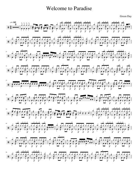 Welcome To Paradise Green Day Drum Sheet Music …