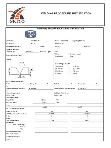 Welding Procedure Specification Format In Excel Fill Out and Sign