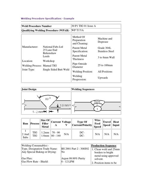 Welding Procedure Specification Sample PDF