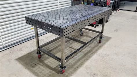 Welding table for sale. Features: Power Adjustable from 33" to 48" in worktop height. Able to lift, lower, and hold up to 2,100 lbs on the worktop. Customizable with multiple sizes, work tops, and accessories. Standard with our ⅜" thick steel Workman Series™ solid top. Optional with our ⅜" thick steel Pro Series™ fixturing top*. *Fixturing top is a 3 ... 