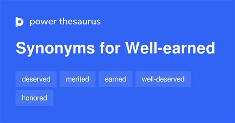 Well Earned synonyms - 22 Words and Phrases for Well Earned