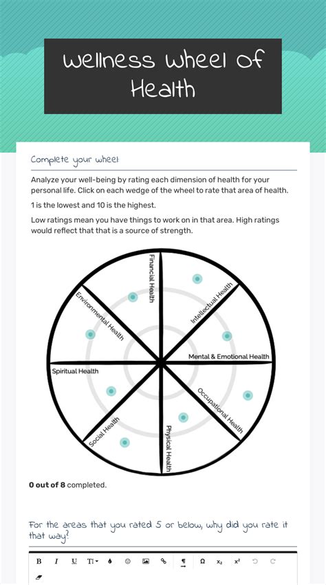 Wellness Wheel Of Health Interactive Worksheet by Sarah Spicer Wizer.me