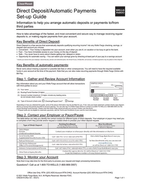 Wells Fargo Direct Deposit PDF Form FormsPal