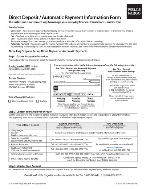 Wells fargo direct deposit form. Get the up-to-date wells fargo direct deposit form 2023 now Get Form. Show details. 4.8 out of 5. 295 votes. com E M P L ZERO Y E E I N FLUORINE O R CHILIAD AT I O N P L E ADENINE S EAST PIANO ROENTGEN I N THYROXIN Product of Workers first middle initial last Mailing address Social Security number/payroll ID ...