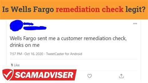Question about Wells Fargo remediation check. 