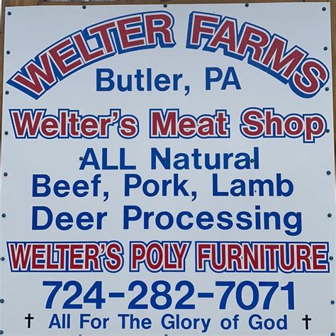 Welter’s Meat Shop, Butler, Pennsylvania. ถูกใจ 2,749 คน · 1 คนเคยมาที่นี่. Butcher shop serving the community since 1972. All natural products grown right on our farm. Family. 