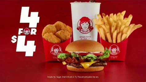 Wendy's 4 for $4 Meal: Meal (Limited Time) 4 Pc. $4.00 . Wendy's Drinks Menu: Soft Drink or Freshly Brewed Iced Tea: Small: $1.69: Soft Drink or Freshly Brewed Iced Tea: Medium: ... February 7, 2022 at 12:02 am. I go to Wendy's for two (2) "DELUX HAMBURGERS" and when I get home, I got one(1) Classic CHICKEN and One(1) SPICY CHICKEN ....