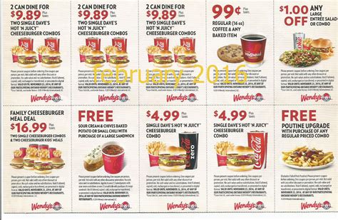 Satisfy your cravings and save big with Wendy's Coupons! Explore mouthwatering deals, exclusive promo codes, and printable coupons for a delightful dining experience at Wendy's. ... -Wendy's Promo Codes: Unlock exclusive promo codes to enjoy instant savings when you order your favorite meals from Wendy's.-Printable Coupons: Access printable .... 
