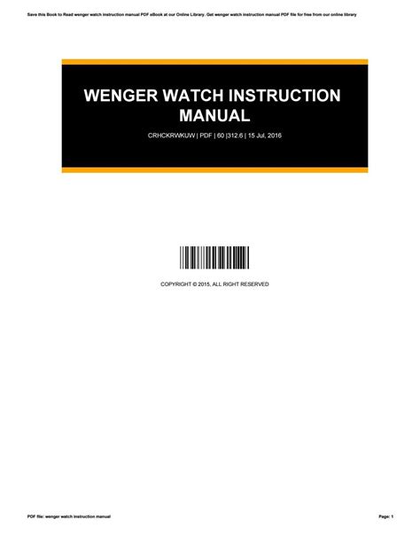 Wenger Instruction Manual