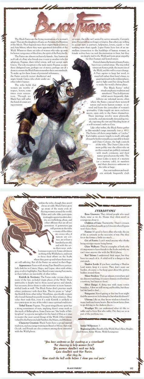 Werewolf the apocalypse black furies.  a quick overview of the werewolf (Garou...