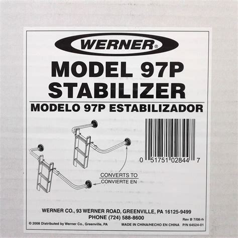 Werner 97p instructions.  Adjustable stabilizer adds stability to your extension...