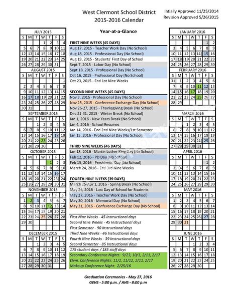 West Clermont Schools Calendar