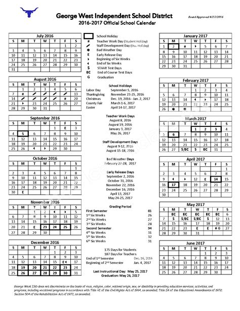 West Isd Calendar