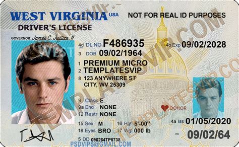 West Virginia Driver License Template - ALL PSD TEMPLATES