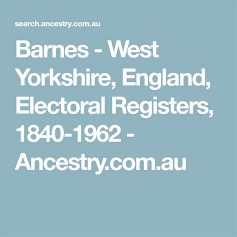 West Yorkshire, England, Electoral Registers, 1840-1962 - Ancestry