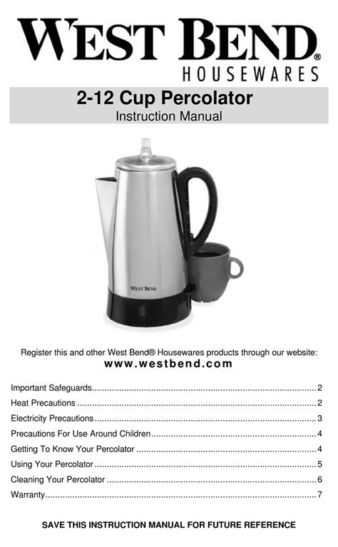 West bend 55108 espresso coffee maker user manual. - A starving artists survival guide by a wall.