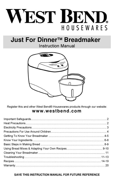 West bend bread machine manual just for dinner. - Yamaha dt 50 am6 service manual.
