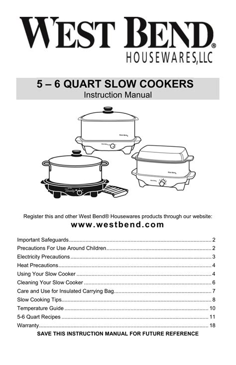 West bend slow cooker user manual. - Elevaciones sobre el amor de cristo.