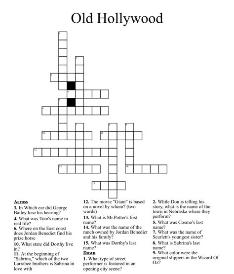 West of old hollywood crossword. Lamarr Of Old Hollywood Crossword Clue Answers. Find the latest crossword clues from New York Times Crosswords, LA Times Crosswords and many more. ... *West of old Hollywood 3% 5 ETHAN: Hawke of Hollywood 3% 7 NEWSMAN: Old Hollywood star has saved first of stories for journalist ... 